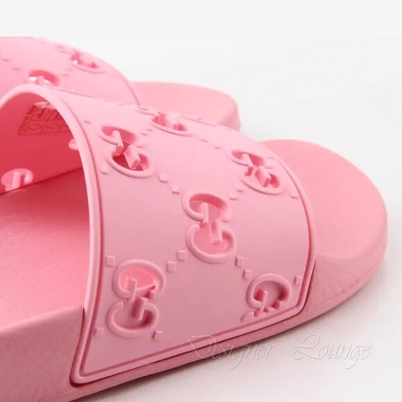 NEW GUCCI Pursuit GG Logo Rose Pink Pool Slide Sandals Women's Size EU 39 US 9 - Picture 6 of 12